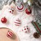 Polka Dot and Candycane Color Style Ornament Ball Bundle, Set of 24 Red and White Patterned Christmas Baubles
